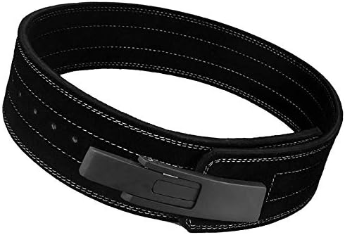 Leather Weight Lifting Belt Powerlifting Bodybuilding Fitness Gym & Training BL (Black/Black, Medium 28'' - 32'')