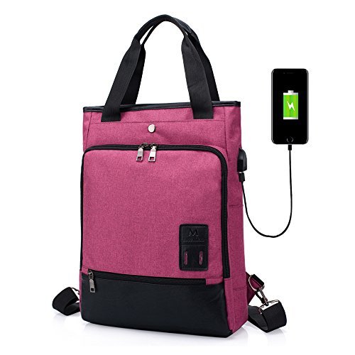 Mochila para Mujeres Hombres Bolso SINOKAL Bolsa de viaje Mochila de Portátil Backpack Impermeable para el Laptop del Negocio Trabajo Diario Ocio con puerto de carga USB (Rosa roja)