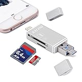 KALENI SD Card Reader, 3 in 1 USB Flash Drive with Lightning Micro SD &TF Card Reader Adapter for iPhone iPad Mac Android (silver)