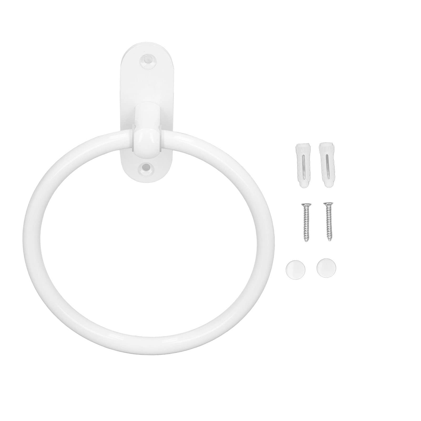 Towel Ring, Aluminium Alloy Bathroom Towel Ring, Circular Towel Rack Wall Mounted Hand Towels Holder White Towel Hanger for Kitchen Bathroom Washroom
