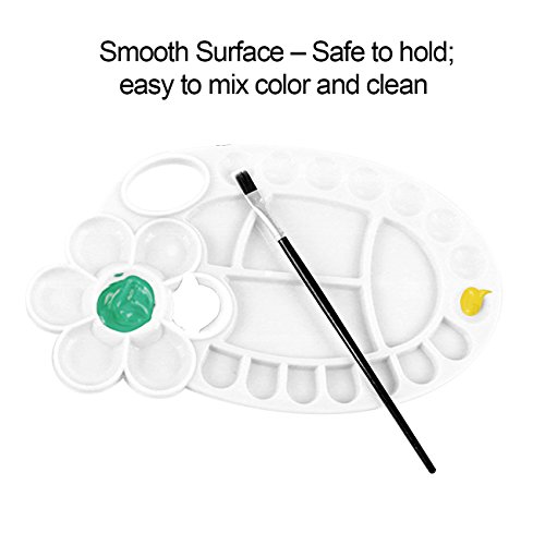 Magicdo 4 Pcs Paint Tray Palettes Plastic with Thumb Hole, White (5-3/8" x 9-1/2", 26 Wells) - Thumbnail 5