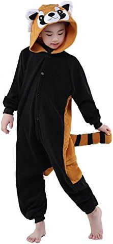 ABING Halloween Pajamas Homewear Onepiece Onesie Cosplay Costumes Kigurumi Animal Outfit Loungewear,Coon Chidren Size 115 -For height:126-137cm