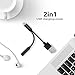 2in1 Lightning Adapter for iPhone IOS 10.2.1,MINIMALISM USB Charger and 3.5mm Earphone Cable Adapter [No Music Control] for iPhone 7/7 Plus/6s/6/5s/se -Black