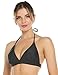 COLO Women Triangle Bikini Top Push up Padded V-Neck Lace-up Basic Swimsuit Top, Black(band Tie), Small