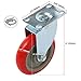 Online Best Service 4 Pack Caster Wheels Swivel Plate On Red Polyurethane Wheels (5 inch No Brake)