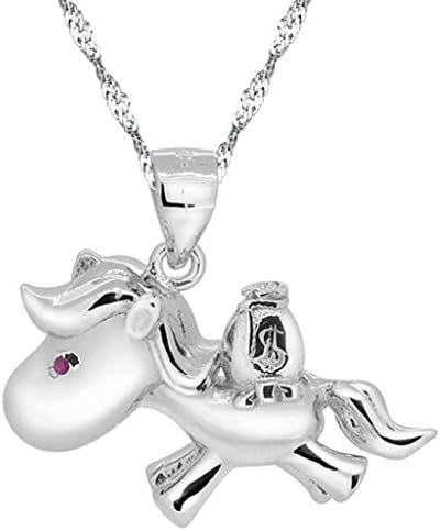 925 Sterling Silver Cute Little Horse Necklace Dollar Sign Purse Pendant Princess Jewelry for Girls Women
