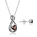 Lovve Necklace and Earring Set for Women Sterling Silver Gemstone & White Topaz Infinity Heart Birthstone Jewelry