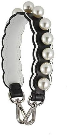 Short Replacement Purse Straps New Pearl 40 cm Short Strap for Handbags Replacement Hand Bag Straps Bag Belts Genuine Leather Purse Handles Bag Accessories Black White Silver