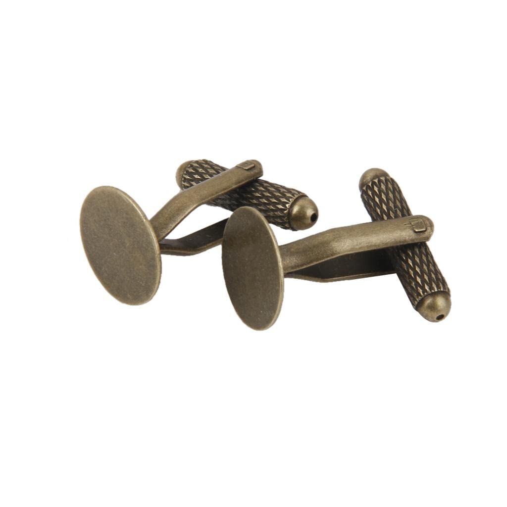 20 Pieces Blank Cufflinks, Round Flat Base Pad, 12mm Findings, Bronze Crafts