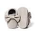 LIVEBOX Infant Baby Girls and Boys Premium Soft Sole Moccasins Tassels Prewalker Anti-Slip Toddler Shoes (S: 0~6 Months, Bow-Light Grey)