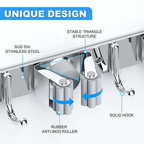 MIMIEYES Broom Holder, Mop and Broom Holder Wall Mount,Stainless Steel