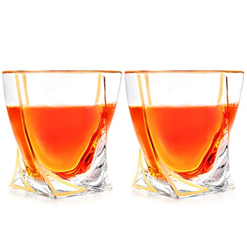 Whiskey Glasses, Set of 2 Scotch Glasses with Reusable Ice CubesÂ  in Luxury Gift Box, Tumblers for Drinking Bourbon, Cognac, Irish Whisky, Large 11oz Premium Glass Tasting Cups for Men & Women