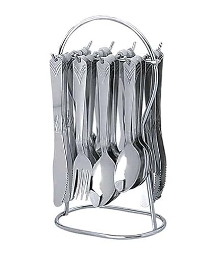 POG Sapphire Designer Stainless Steel Cutlery Set, 24 Pieces, Silver