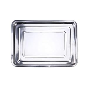 UPKOCH Bakplaat, bakplaat, roestvrij staal, opvangbak, grillschalen om te bakken, braden, koken, 45 x 35 x 2 cm