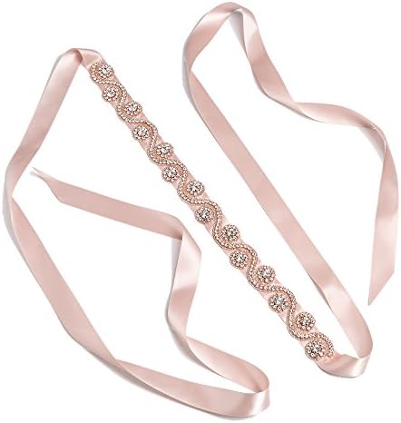 Rhinestone Bridal Sash Belt for Bride Bridesmaid Wedding Dress Rose Gold