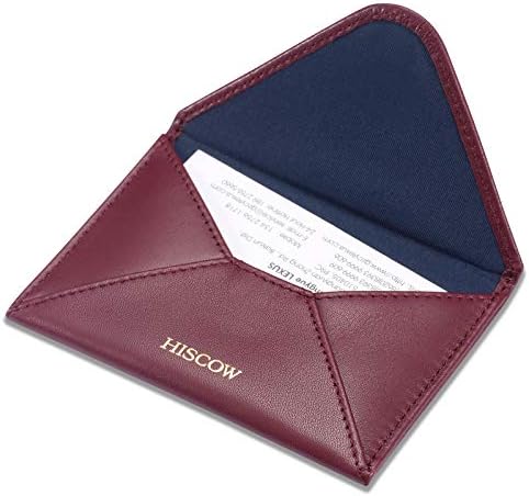 HISCOW Envelope Business Card Case with Magnet Closure - Italian Calfskin (Bordeaux)