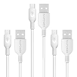 RAVPower 3-Pack Micro USB Cable Sync and Charge (3ft x 2, 6ft) for Samsung, Huawei, HTC, Nexus, Motorola, Nokia, LG, MP3, Tablet, Windows, PS4, Camera - White (Not for iPhone)