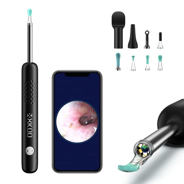 XKOO Ear Wax Removal Kit, Ear Cleaner with 1080P FHD Otoscope & 6 LED Lights, Wireless Ear Camera with 8pcs Accessories for Multifunctions