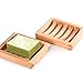 MelonBoat 2 Pack Wood Shower Soap Dish Set, Wooden Soap Saver Holder, Natural Color, Rectangle Concave