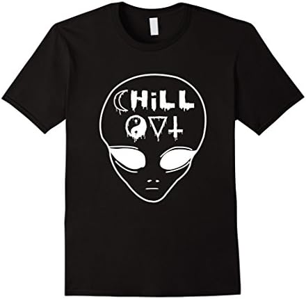 Men's Funny Chill out alien T-shirts Large Black