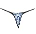 JAXU Men's Yarn Thong Bulge Pouch Bikini Wavy Stripe Mini Jacquard Underwear Lace Male Micro G-String Blue XL