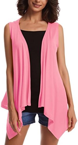 Womens Plus Size Drape Lightweight Sleeveless Open Front Cardigan Vest XX-Large Pink