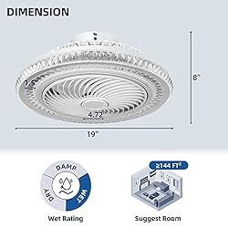 YITAHOME Bladeless Ceiling Fan with Light, 20 Inch