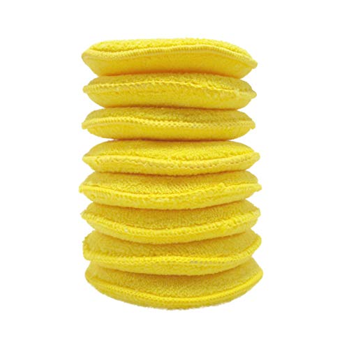 Polyte Microfiber Detailing Wax Applicator Pad, 5 in, (Yellow, 8 Pack)