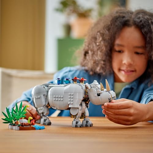 LEGO Creator 3in1 Wilde Tiere: Prächtiges Nashorn mit Vögeln - Kinder Spielzeug mit Tierfigur - Figur verwandelt sich in ein Nilpferd oder Walross - Geschenk für Mädchen und Jungen ab 9 Jahren - 31171 8