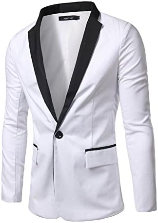 Moollyfox Mens Blazer Slim Fit Single-Breasted Dinner Tuxedo Jacket with Shawl Lapel and One-Button Fastening