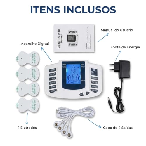 Aparelho Eletroestimulador TENS Portátil | 8 Modos Terapêuticos, Alívio de Dores Musculares, Fisioterapia em Casa, Seguro e Não Invasivo