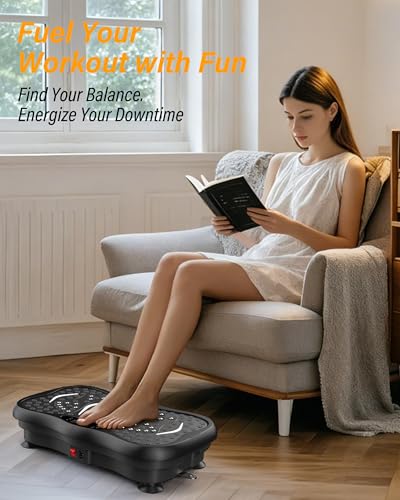 Vibration Plate Exercise Machine for Home Workout, 5 Programme Modes & 99 Speed Levels, Full Body Training Vibration Plate with Resistance Bands, LED Display & Remote Control, 330 lbs Capacity