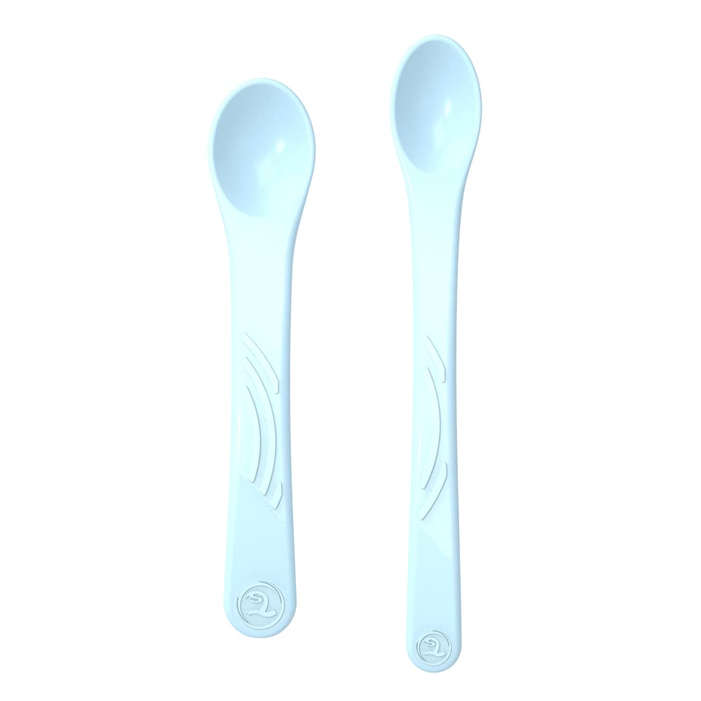 Twistshake Baby Feeding Spoon Set - 2 Pack | BPA-Free Baby Weaning Cutlery Set for Childrren | Learning Set for Kids | 4m+ | Pastel Blue