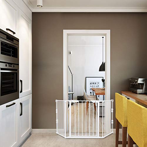 Bonnlo 74Inch Versatile Safety Gate Metal Baby/Pet Gate Configurable