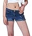 PHOENISING Women's Fashion Short Shorts Stylish Ripped Hole Jeans Roll-Over Hot Pants Dark Blue