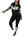 OQC Women's Letter Print V Neck Sweatshirt and Long Pants Jumpsuits 2 Piece Outfits