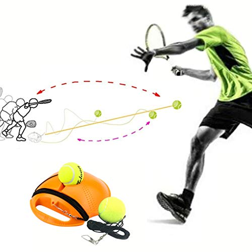 Efaster Tennis Trainer Rebounder Ball, Trainer Cemented Baseboard with Rope, Perfect Solo Tennis Trainer, Self-Study Tennis Rebound Player Training Aids Practice for Beginners & Intermediate (Orange)