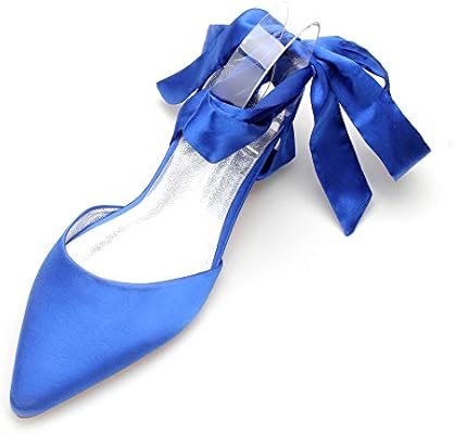 blue satin flats