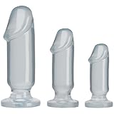 Doc Johnson Crystal Jellies - Starter Kit - For Graduated Anal Training - Ease Your Way Into Backdoor Pleasure -3 Penis Shaped Plugs - Clear