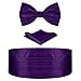 HDE Purple Cummerbund, Bow Tie, Pocket Square for Men Satin Tuxedo Set
