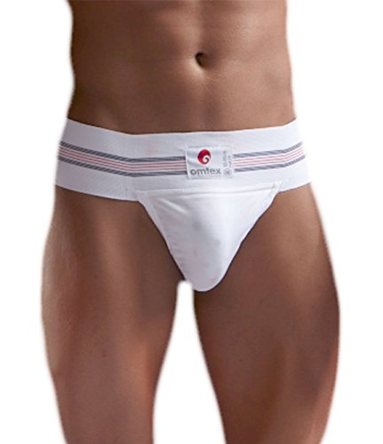 Omtex Tokyo Athletic Cotton Gym Supporter Back Covered with Cup Pocket for Mens White Waist 28 Inches