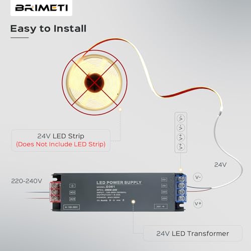 BRIMETI Transformer 220 V 24 V LED Driver 300 W Ultra Slim Transfo 12.5 A Power Adapter, 220 V AC to 24 V DC Converter, Low Voltage Power Supply Constant LED Transfo