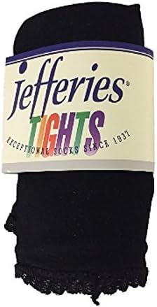 Jefferies Black Footless Tight with Lacey Trim