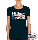 Vipergraphics Hillary for Prison T-Shirt & Sticker WOMEN'S Anti Clinton tshirt