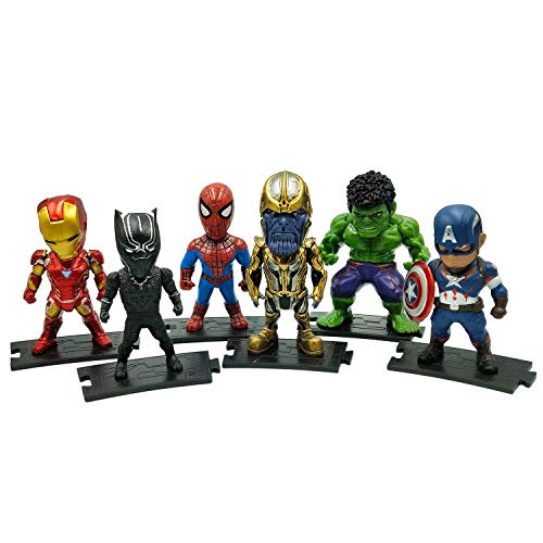 PETON Avengers Hero Set 6 Psc Action Figures Toys - Iron Man Hulk Spiderman Captain America Panther and Thanos Figures
