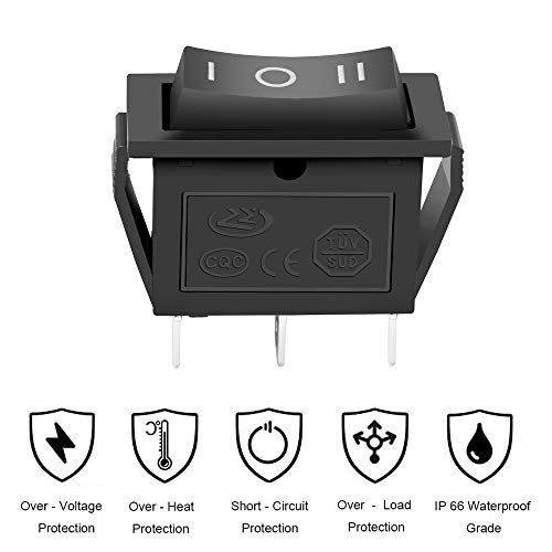 12 Pcs SPDT ON-OFF-ON 3 Pin Snap Rocker Boat Switch Black AC 250V 15A 125V 20A For Car Auto Boat Household Appliances By MXRS - Thumbnail 4