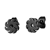 Men’s Circle Blade Stud Earrings in Matte Black Stainless Steel