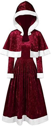 Lazapa Cosplay Dresses for Women, Long Sleeve Round Neck Christmas Velvet Skirt Dress Sexy Cute Fashion Tunic Dress Fall Winter Cozy Dresses Christmas Costume + Shawl