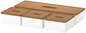 Ikea KVISSLE - Caja con Tapa, Juego de 4, Corcho, Blanco ...