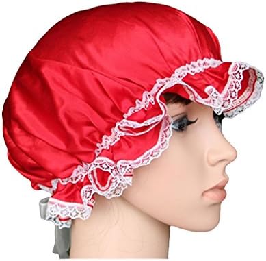 Porlox Natural Silk Sleep Night Cap Sleeping Beanie Hat Red